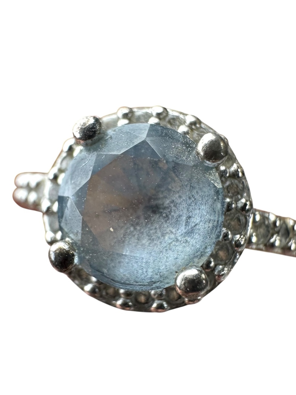 Signed CB CB Jewelry 925 Sterling Silver Faceted Sky Blue Topaz Ring Sz 6.75